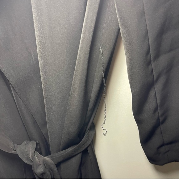 Express Women’s Black Long Belted Trench Coat Jacket Size S Lightweight Classic - Picture 5 of 9